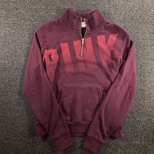Victoria's Secret PINK Maroon Quarter Zip Womens XS Pullover Sweatshirt Logo